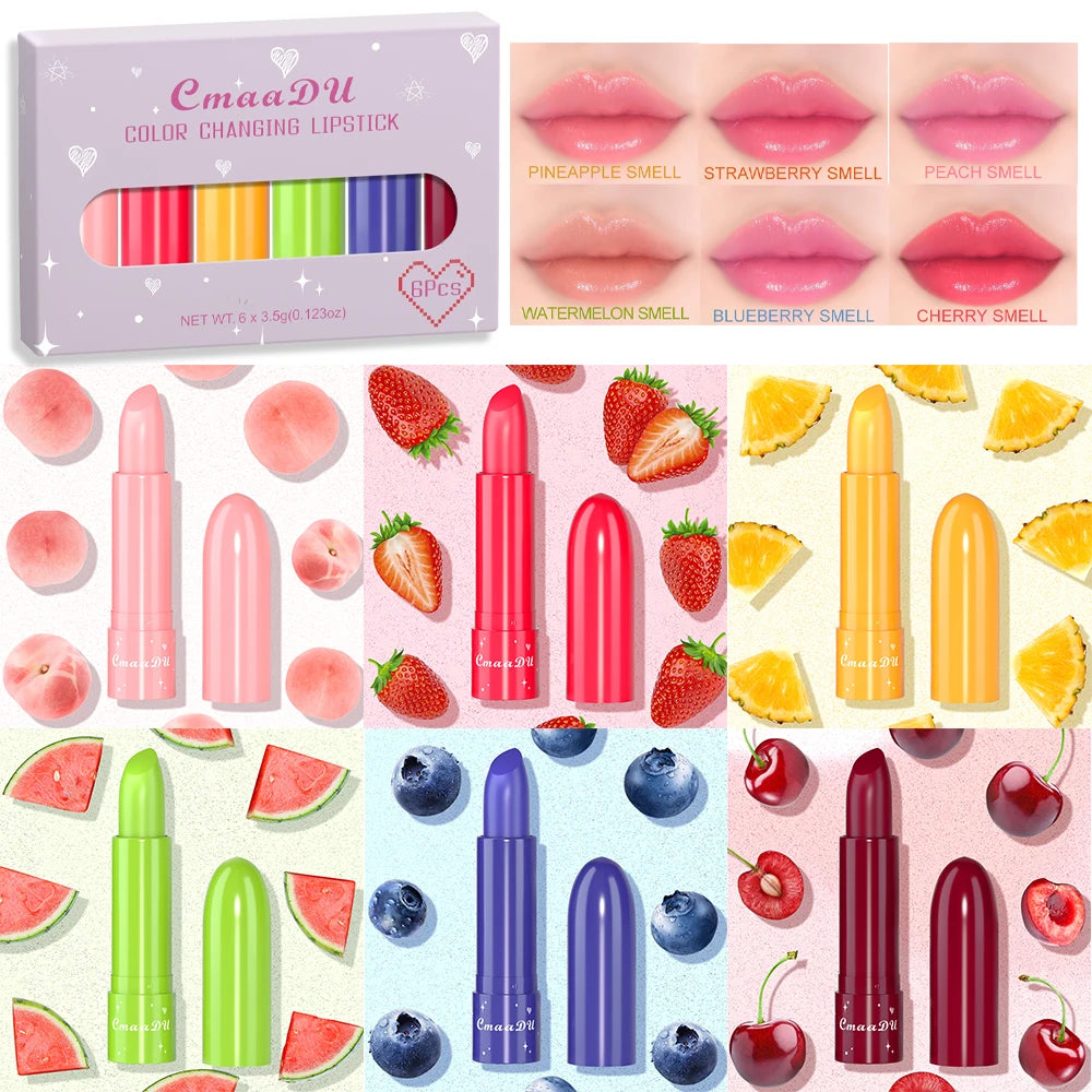 Bálsamo labial frutal con cambio de color según el PH