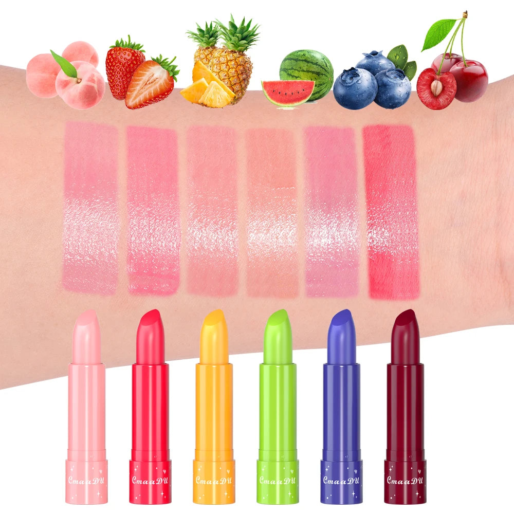 Bálsamo labial frutal con cambio de color según el PH