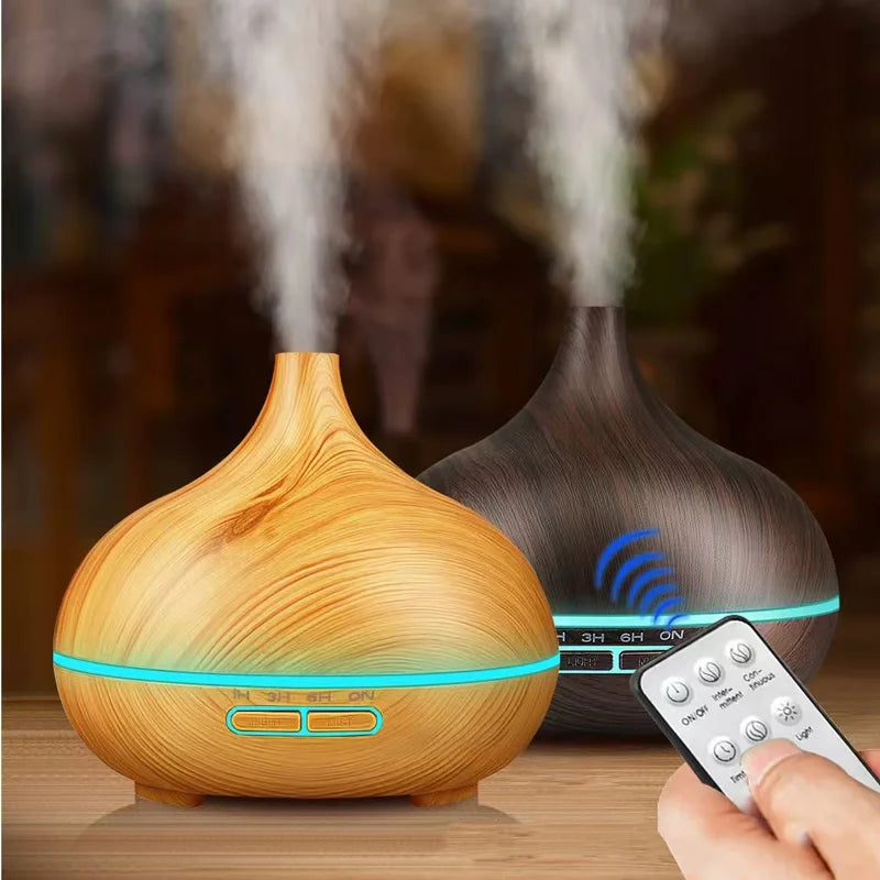 Difusor de aceites esenciales con control remoto - Simulación a madera - Aromaterapia