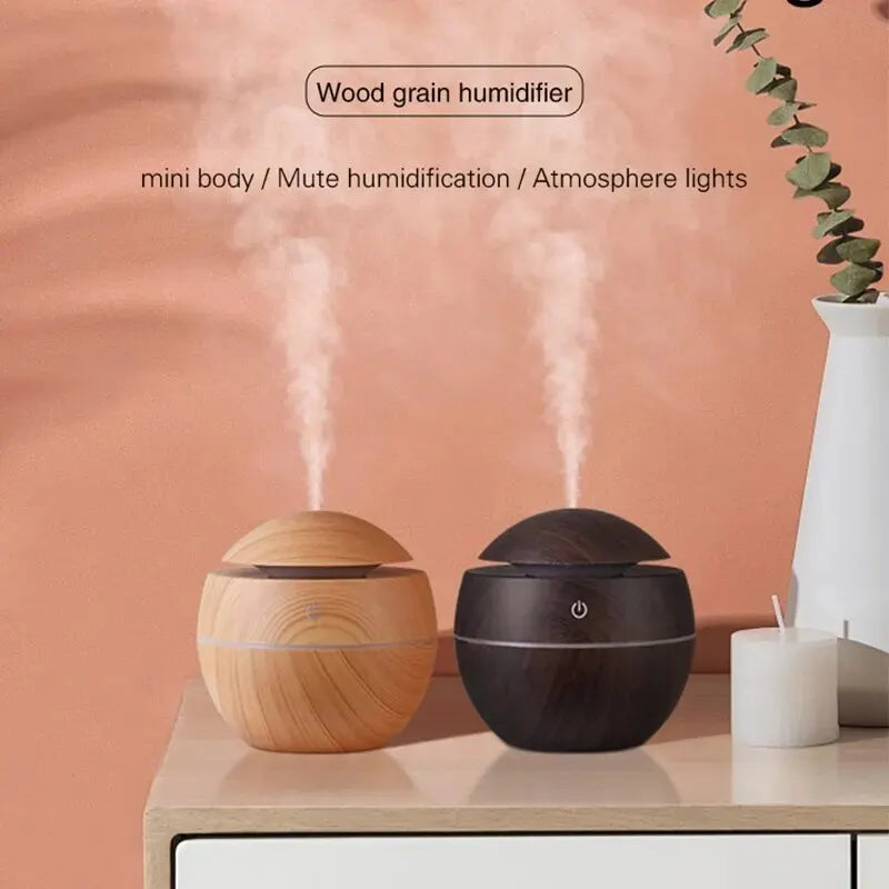 Humidificador de Madera - Difusor USB Para Aromaterapia y Purificación de Aire