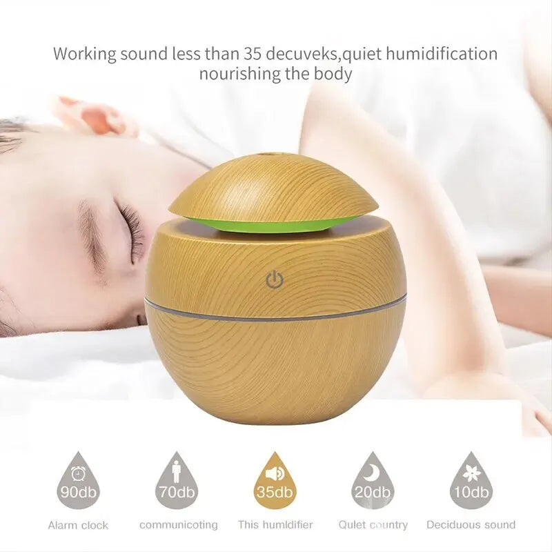 Humidificador de Madera - Difusor USB Para Aromaterapia y Purificación de Aire