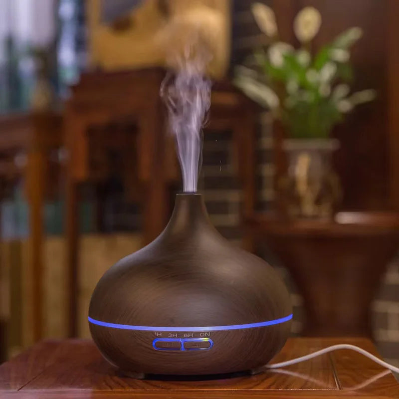 Difusor de aceites esenciales con control remoto - Simulación a madera - Aromaterapia