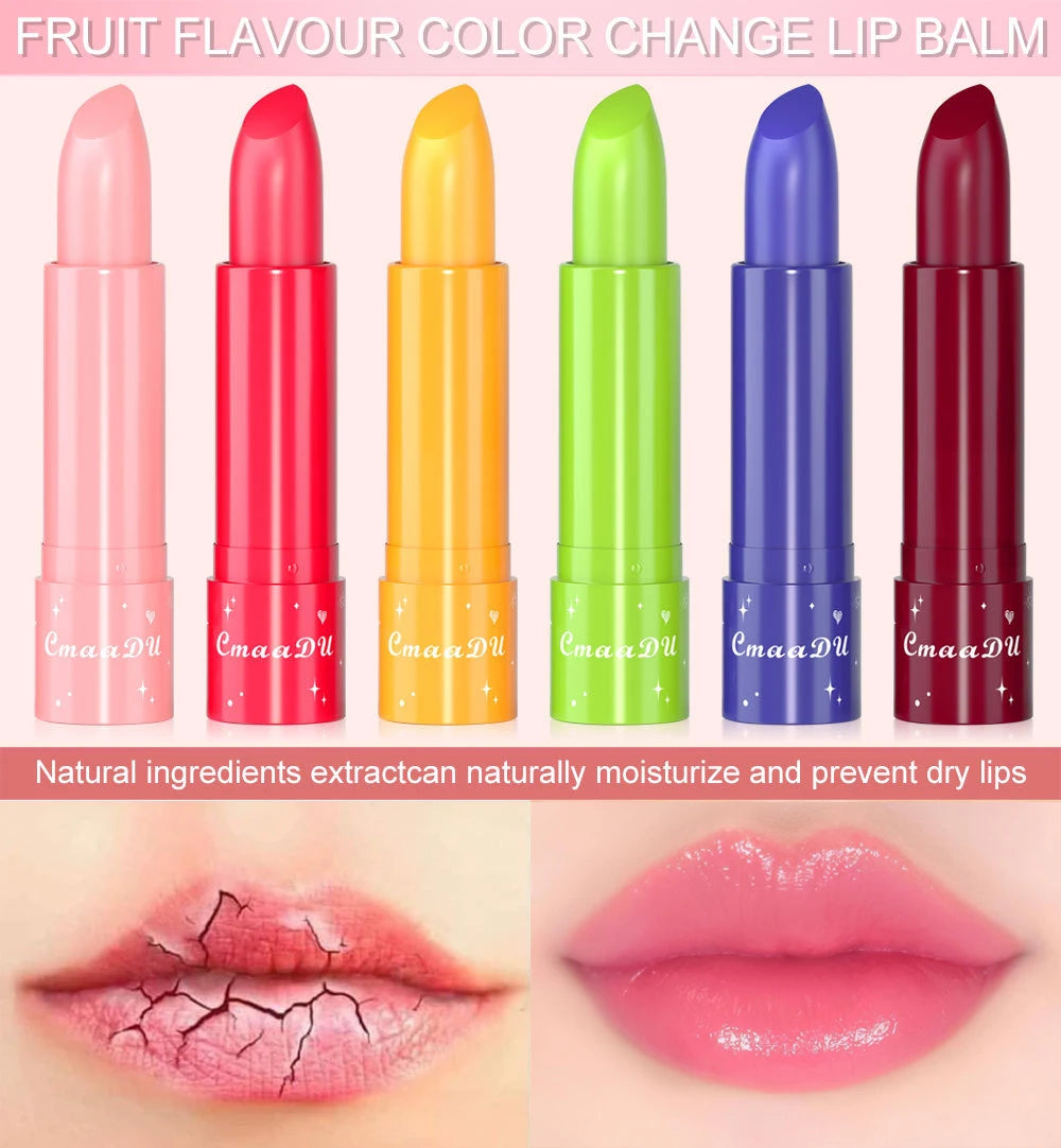 Bálsamo labial frutal  con cambio de color según el PH