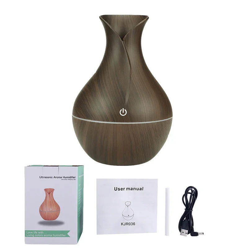 USB Essential Oil Diffuser - Ultrasonic Humidifier with 7 Color LED Light