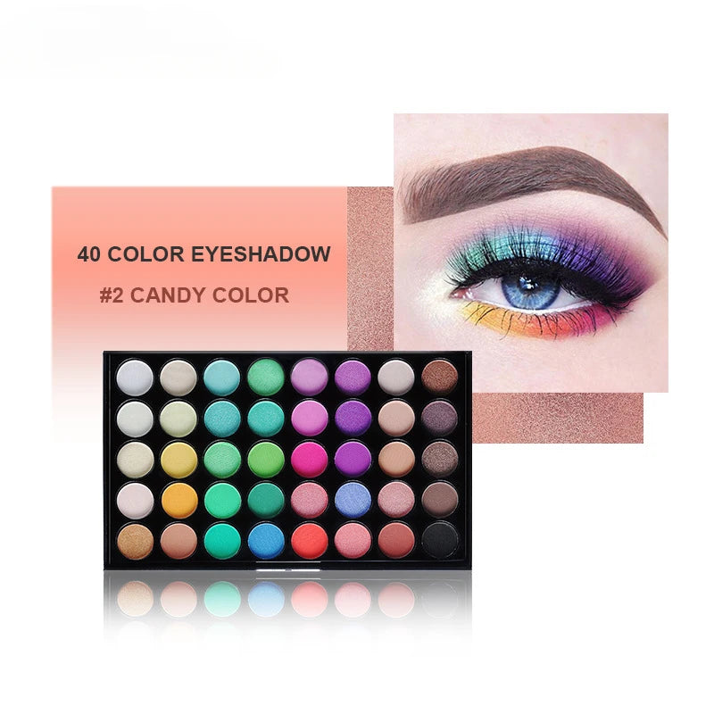 Hot 40 Colors Matte Shimmer Eyeshadow Palette Makeup Long Lasting Nude Shine Pigment Pigmented Pressed Powder Eye Shadow Pallete