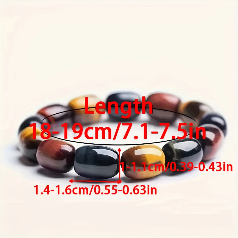 Fashion Colorful Tiger Eyes Bucket Beads Bracelet Men Charm Natural Stone Man Handmade Gifts Elastic Rope Beads Bracelets