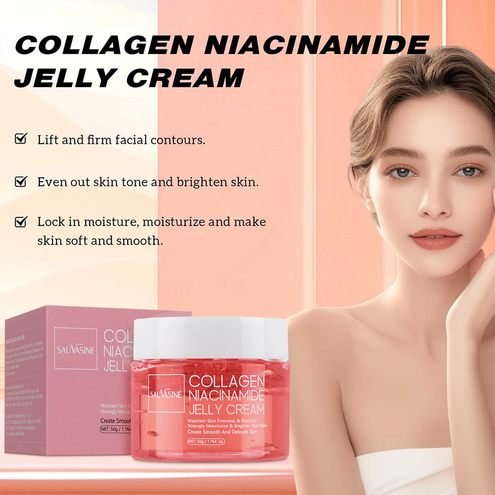 Crema de gelatina de colágeno de 50g, niacinamida y Colágeno Hidrolizado, fortalecen e hidratan de forma duradera