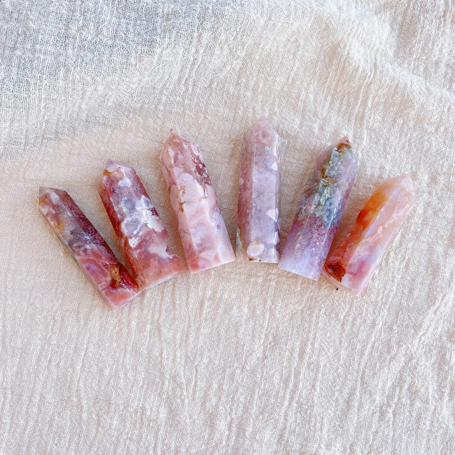 Natural Rose Quartz Crystal Tower Cherry Agate Energy Reiki Gift Decoration