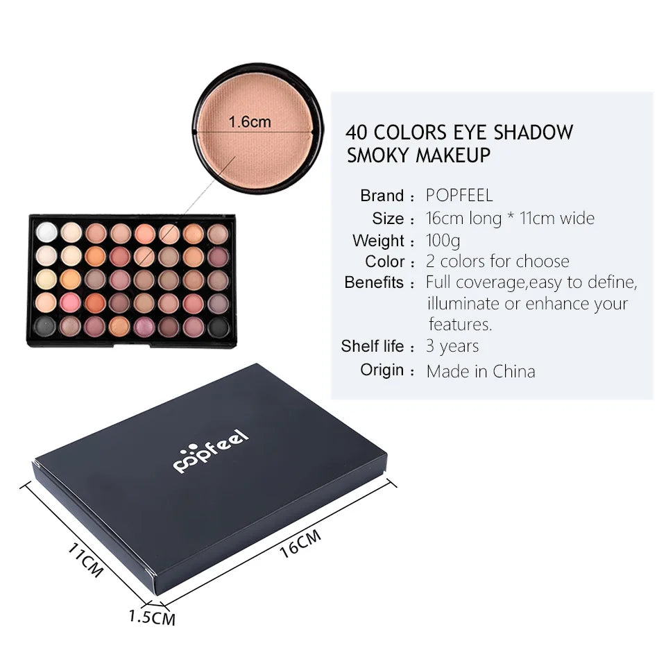 Hot 40 Colors Matte Shimmer Eyeshadow Palette Makeup Long Lasting Nude Shine Pigment Pigmented Pressed Powder Eye Shadow Pallete