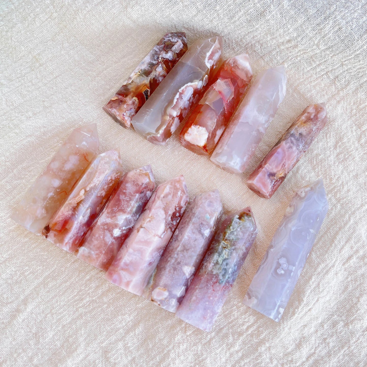 Natural Rose Quartz Crystal Tower Cherry Agate Energy Reiki Gift Decoration