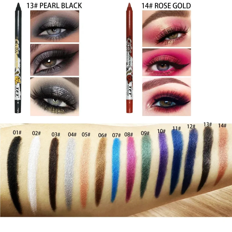 Colorful Long-lasting Eyeliner Pencil Waterproof Quick-dry No Blooming Blue Pink Eye Liner Pen Eyes Makeup Cosmetics Tools