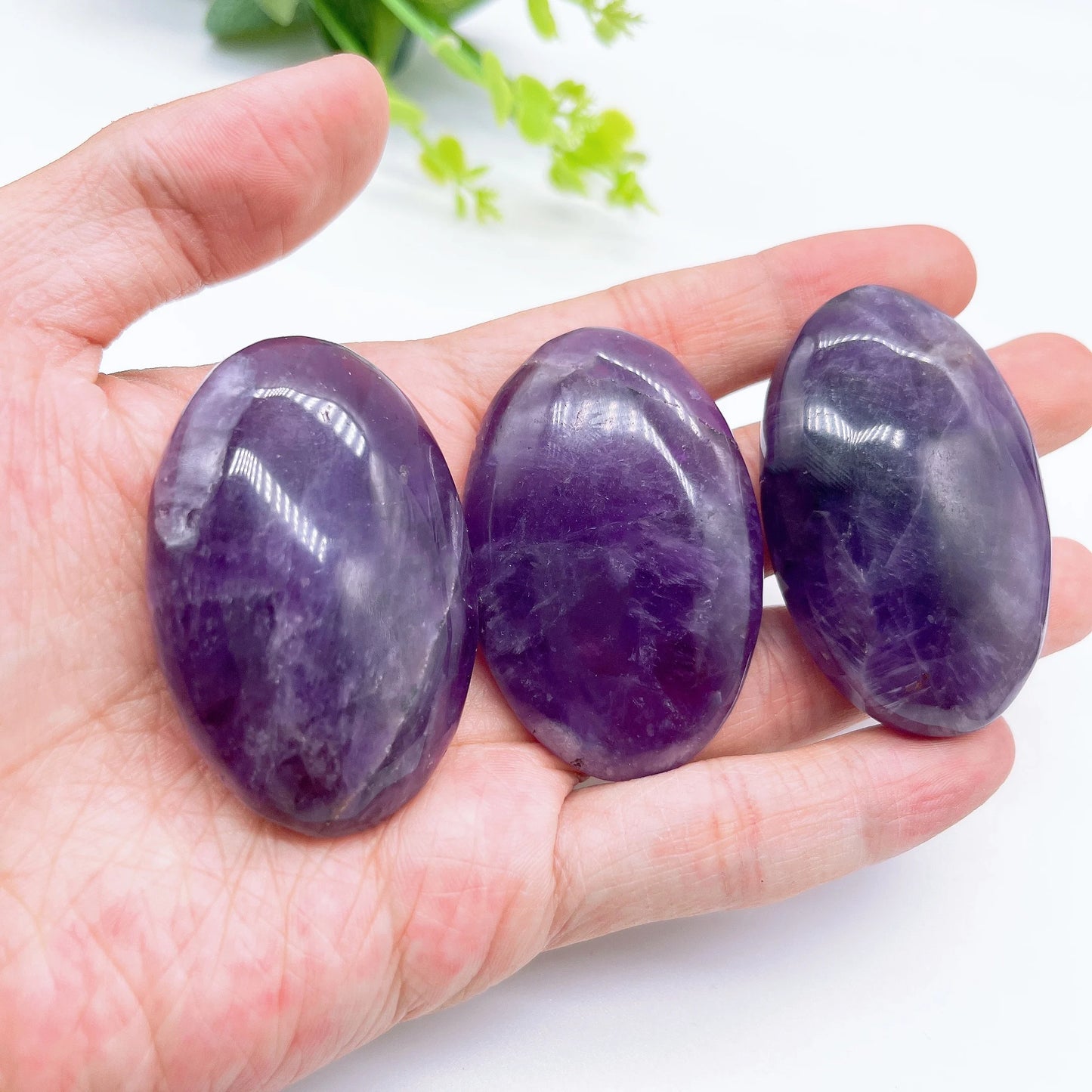 55MM Natural Amethyst Crystal Quartz Stone Polished Energy Gems.