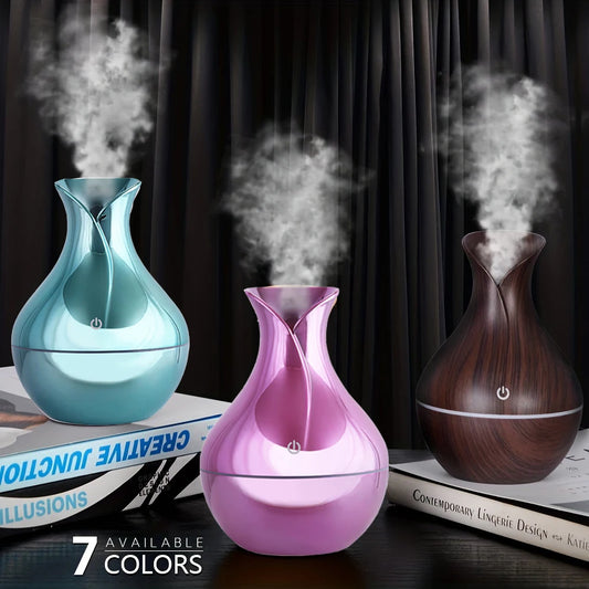 USB Essential Oil Diffuser - Ultrasonic Humidifier with 7 Color LED Light