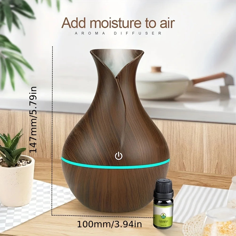 USB Essential Oil Diffuser - Ultrasonic Humidifier with 7 Color LED Light