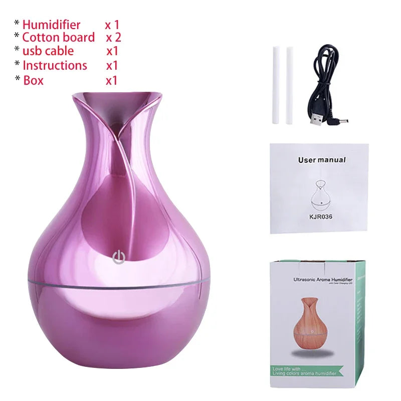 USB Essential Oil Diffuser - Ultrasonic Humidifier with 7 Color LED Light