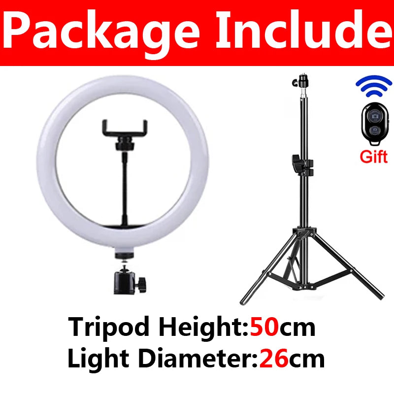 33cm LED Selfie Ring Light Photography Lights Warm Cold Lamp With Tripod Dimmable USB Ringlight For Tiktok Video Live Fill Lamp